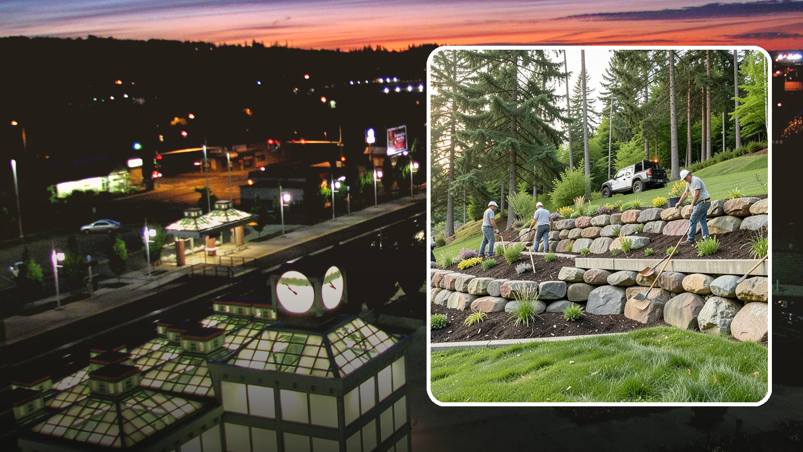 Boulder Wall Installation in Auburn, King County, WA - We place large landscape boulders into rugged retaining walls built to handle Northwest slopes and runoff.