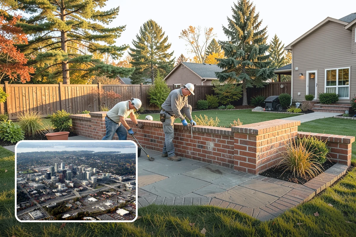 Boulder Wall Installation in Bellevue, King County, WA - Massive stones provide strong, gravity-based retention