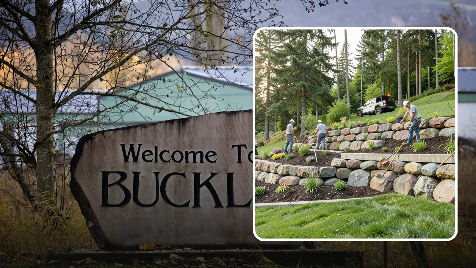 Boulder Wall Installation in Buckley, Pierce County, WA - We place large landscape boulders into rugged retaining walls built to handle Northwest slopes and runoff.