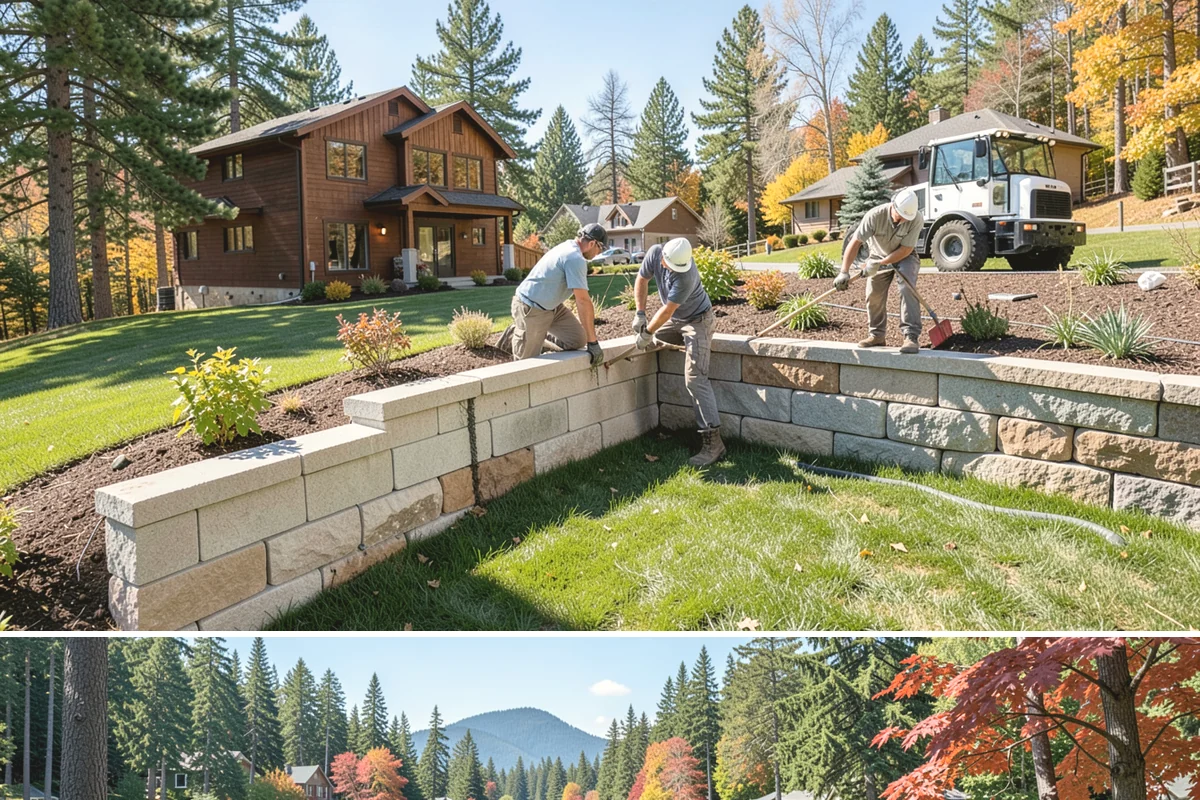 Boulder Wall Installation in Covington, King County, WA - Summer's firmer, drier ground provides the stable footing that heavy equipment and boulder placement require, avoiding the mud of...