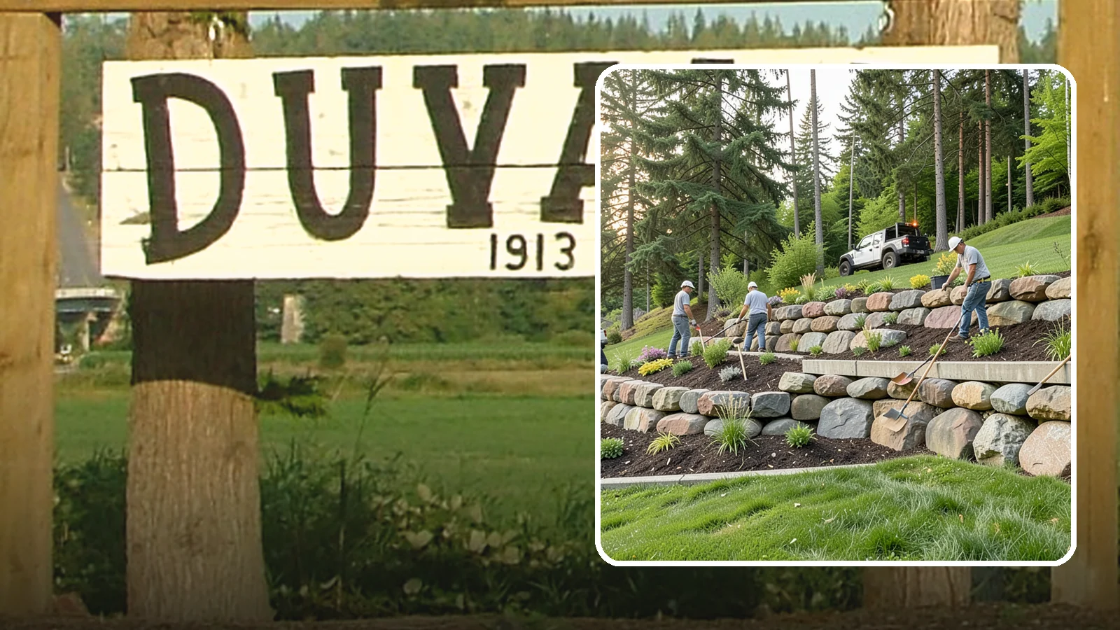 Boulder Wall Installation in Duvall, King County, WA - We place large landscape boulders into rugged retaining walls built to handle Northwest slopes and runoff.