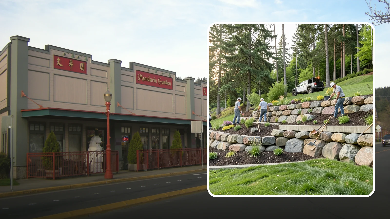 Boulder Wall Installation in Issaquah, King County, WA - We place large landscape boulders into rugged retaining walls built to handle Northwest slopes and runoff.
