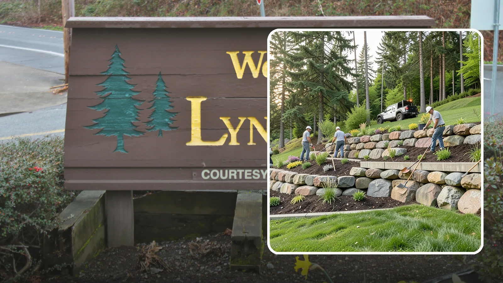 Boulder Wall Installation in Lynnwood, Snohomish County, WA - We place large landscape boulders into rugged retaining walls built to handle Northwest slopes and runoff.