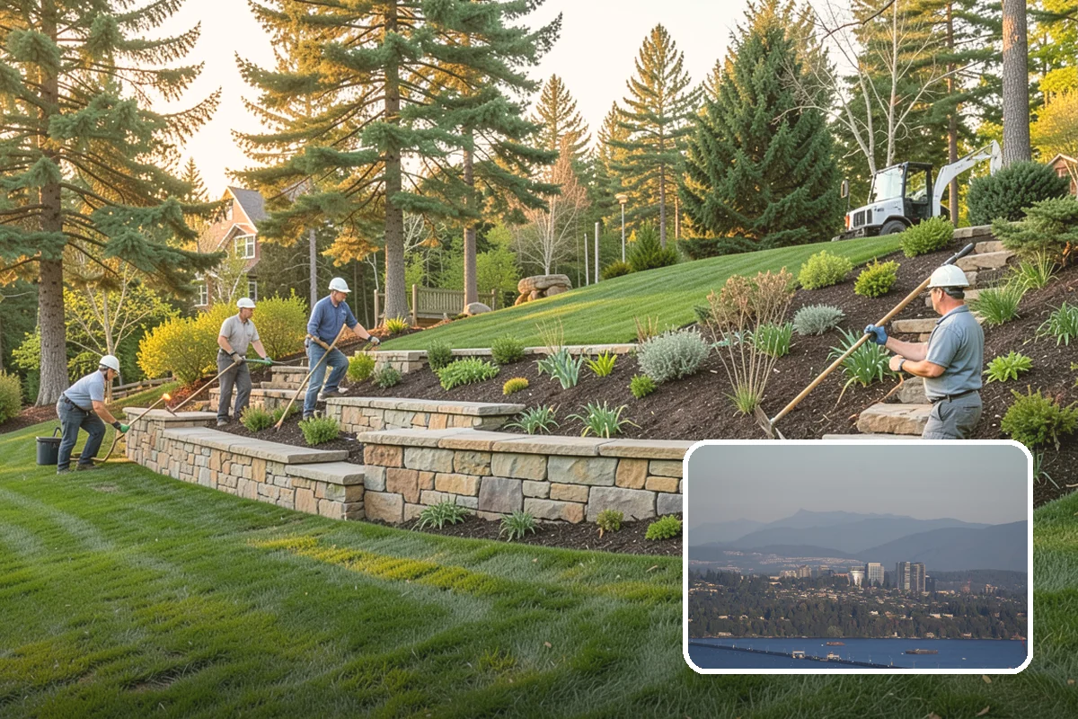 Boulder Wall Installation in Medina, King County, WA - Massive stones provide strong, gravity-based retention
