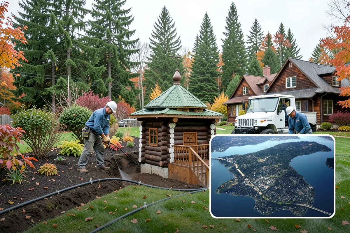 Boulder Wall Installation in Mercer Island, King County, WA - Massive stones provide strong, gravity-based retention
