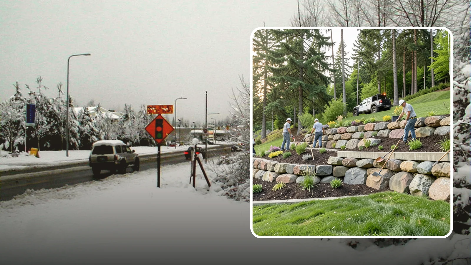 Boulder Wall Installation in Newcastle, King County, WA - We place large landscape boulders into rugged retaining walls built to handle Northwest slopes and runoff.
