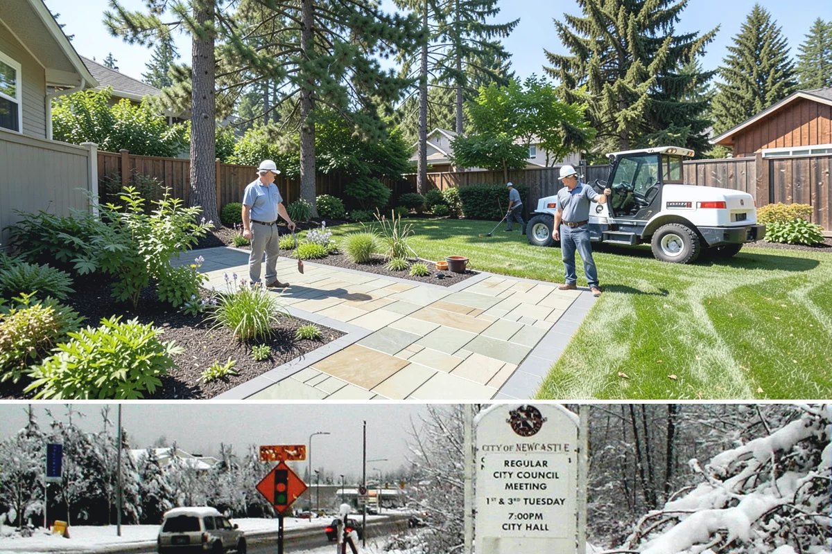 Boulder Wall Installation in Newcastle, King County, WA - Summer's firmer, drier ground provides the stable footing that heavy equipment and boulder placement require, avoiding the mud of...