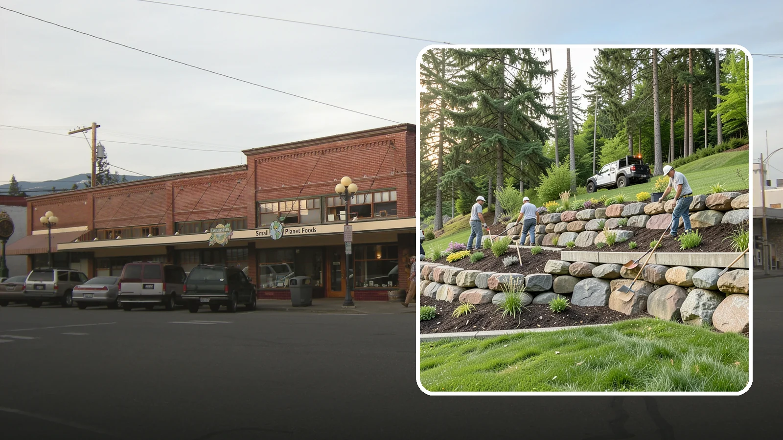 Boulder Wall Installation in Sedro-Woolley, Skagit County, WA - We place large landscape boulders into rugged retaining walls built to handle Northwest slopes and runoff.