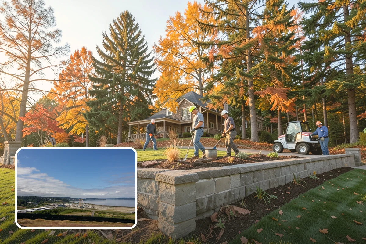 Boulder Wall Installation in University Place, Pierce County, WA - Massive stones provide strong, gravity-based retention