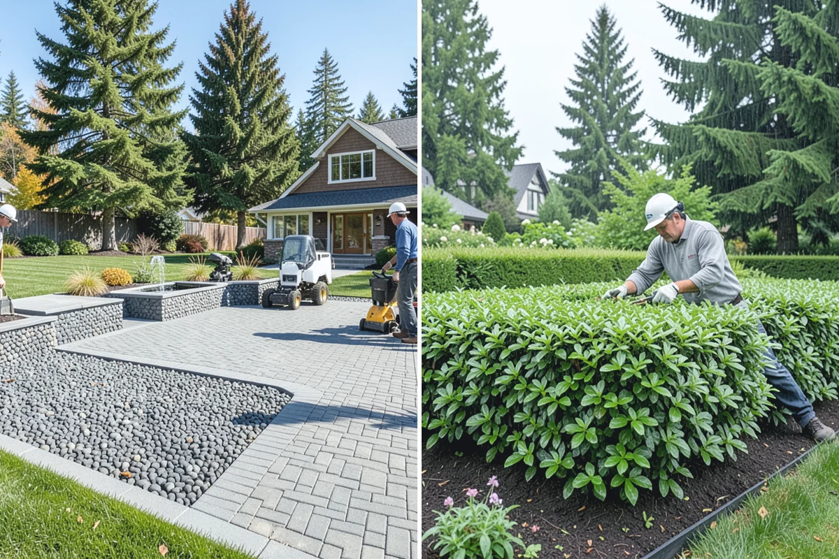 Brick Paver Installation in Auburn, King County, WA - Lay out patterns and confirm drainage grade