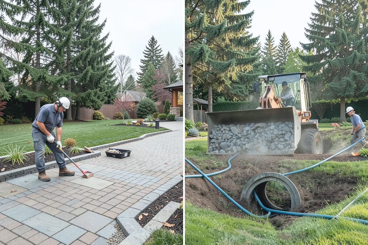 Brick Paver Installation in Des Moines, King County, WA - Lay out patterns and confirm drainage grade