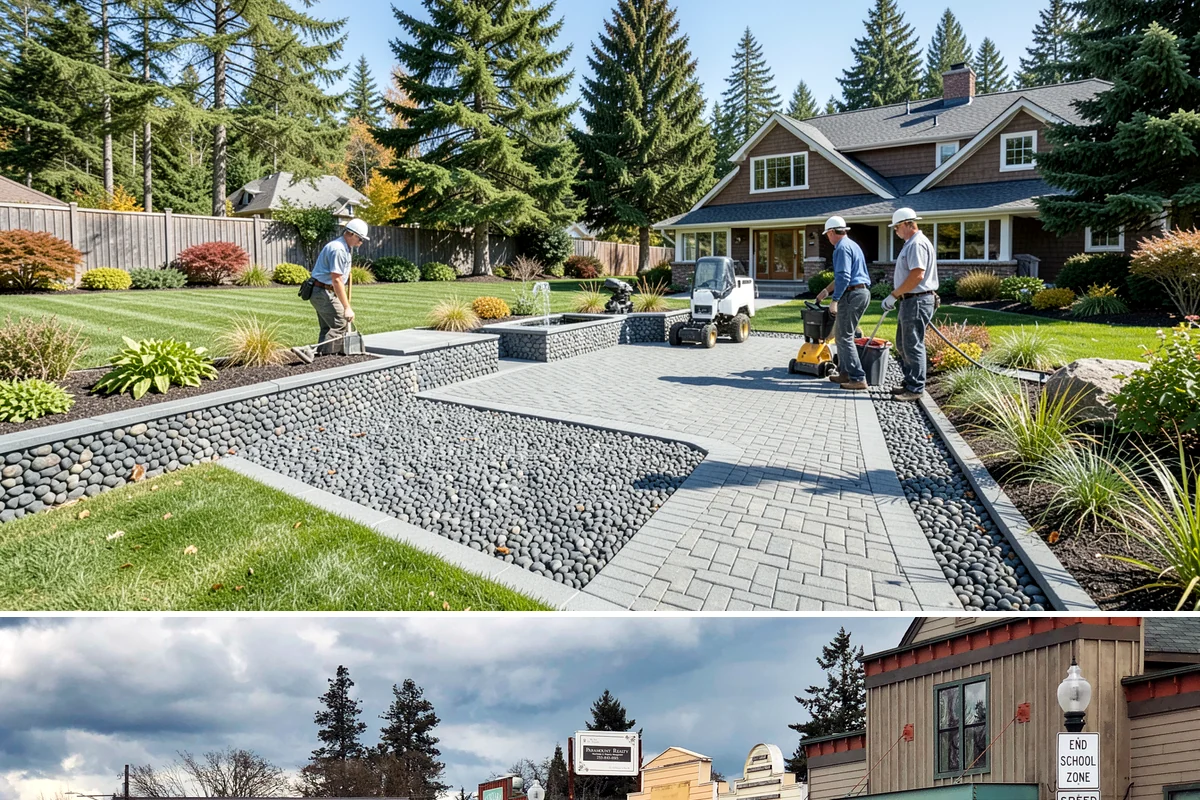 Brick Paver Installation in Roy, Pierce County, WA - Ideal in the drier spring-to-fall stretch, though brick's tight joints tolerate our damp climate well once polymeric sand cures.