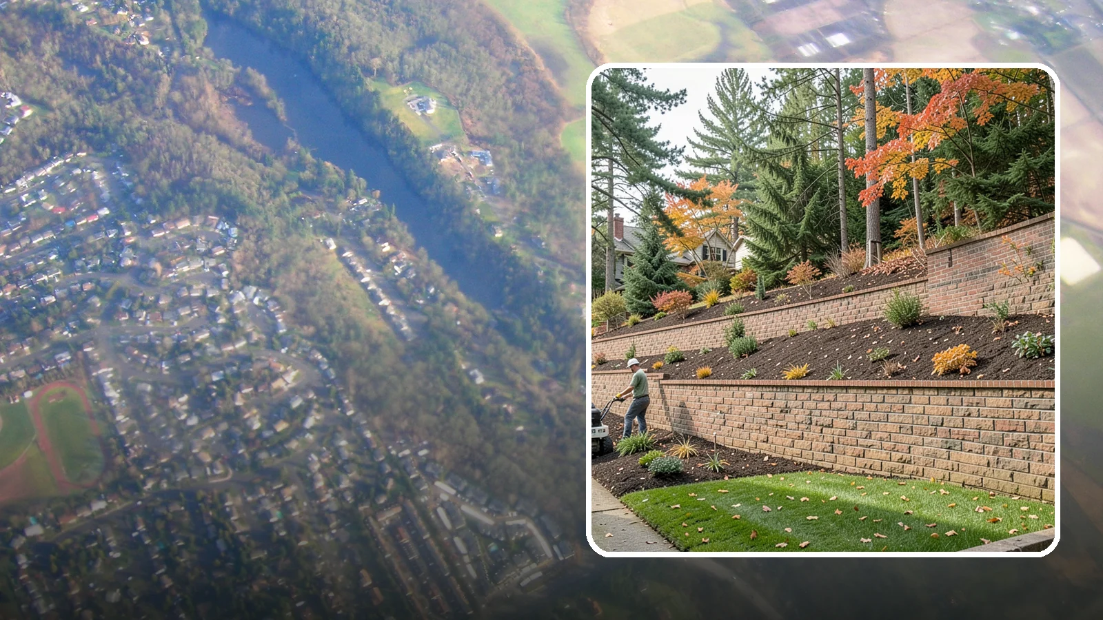 Brick Retaining Wall in Algona, King County, WA - A classic mortared brick wall that brings refined, traditional curb appeal to Northwest homes while retaining modest slopes.