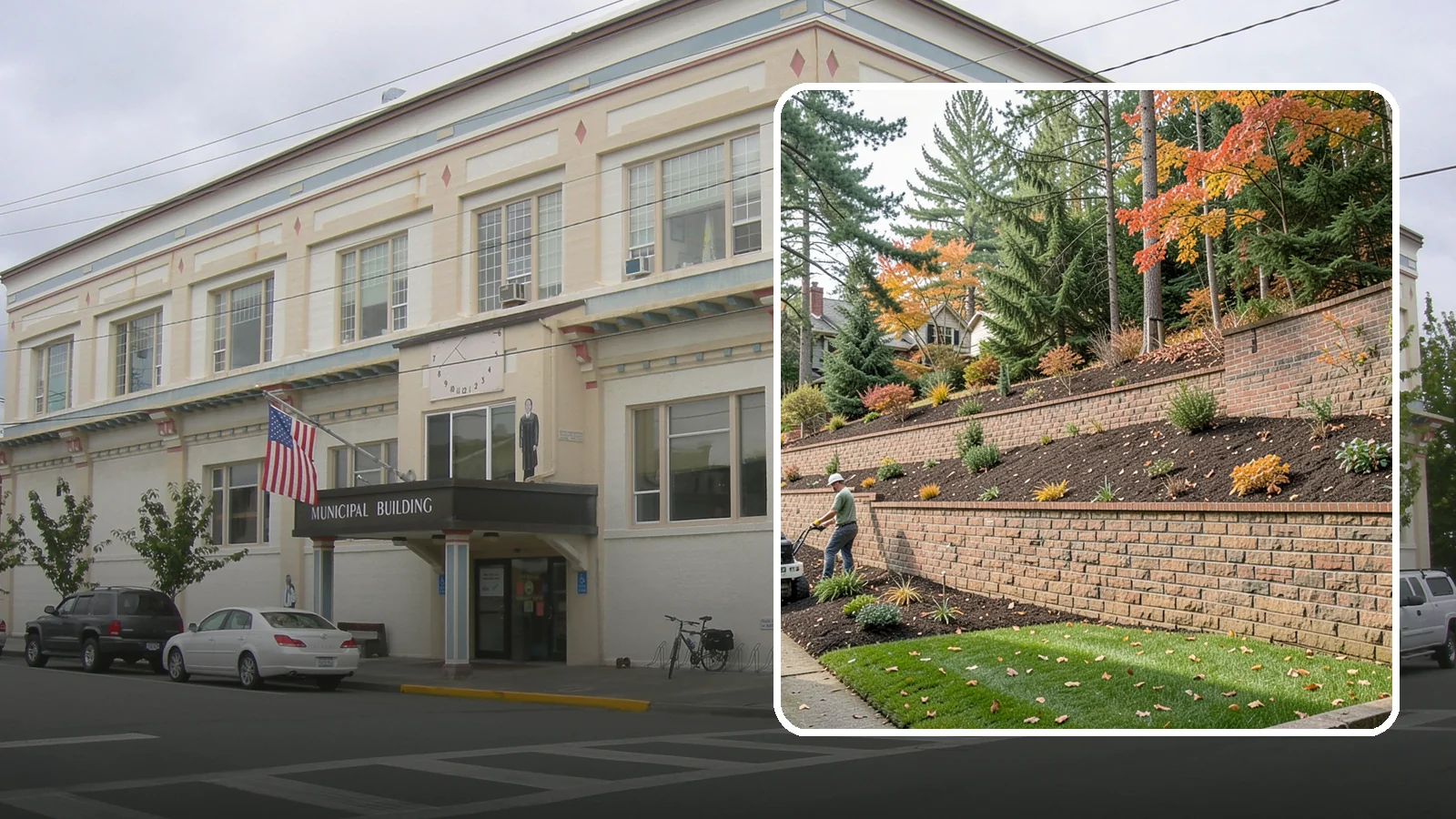 Brick Retaining Wall in Anacortes, Skagit County, WA - A classic mortared brick wall that brings refined, traditional curb appeal to Northwest homes while retaining modest slopes.