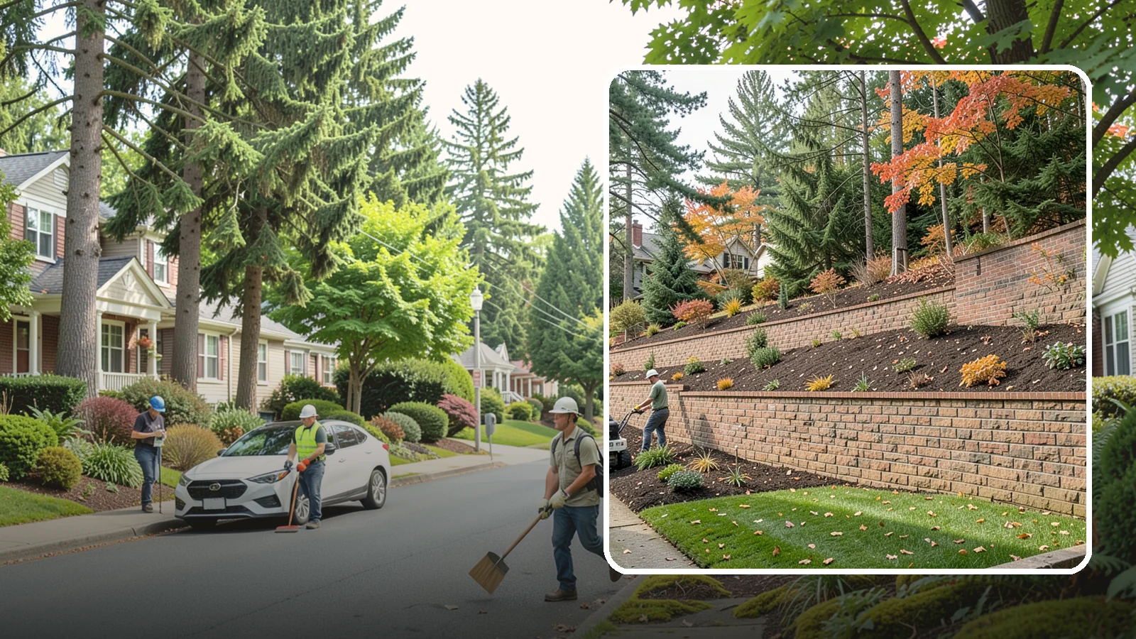 Brick Retaining Wall in Beaux Arts Village, King County, WA - A classic mortared brick wall that brings refined, traditional curb appeal to Northwest homes while retaining modest slopes.