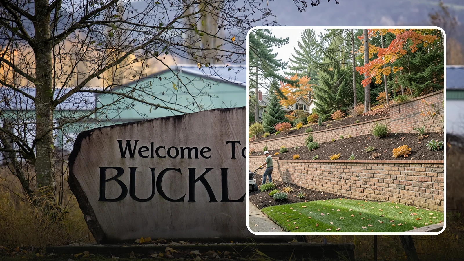 Brick Retaining Wall in Buckley, Pierce County, WA - A classic mortared brick wall that brings refined, traditional curb appeal to Northwest homes while retaining modest slopes.