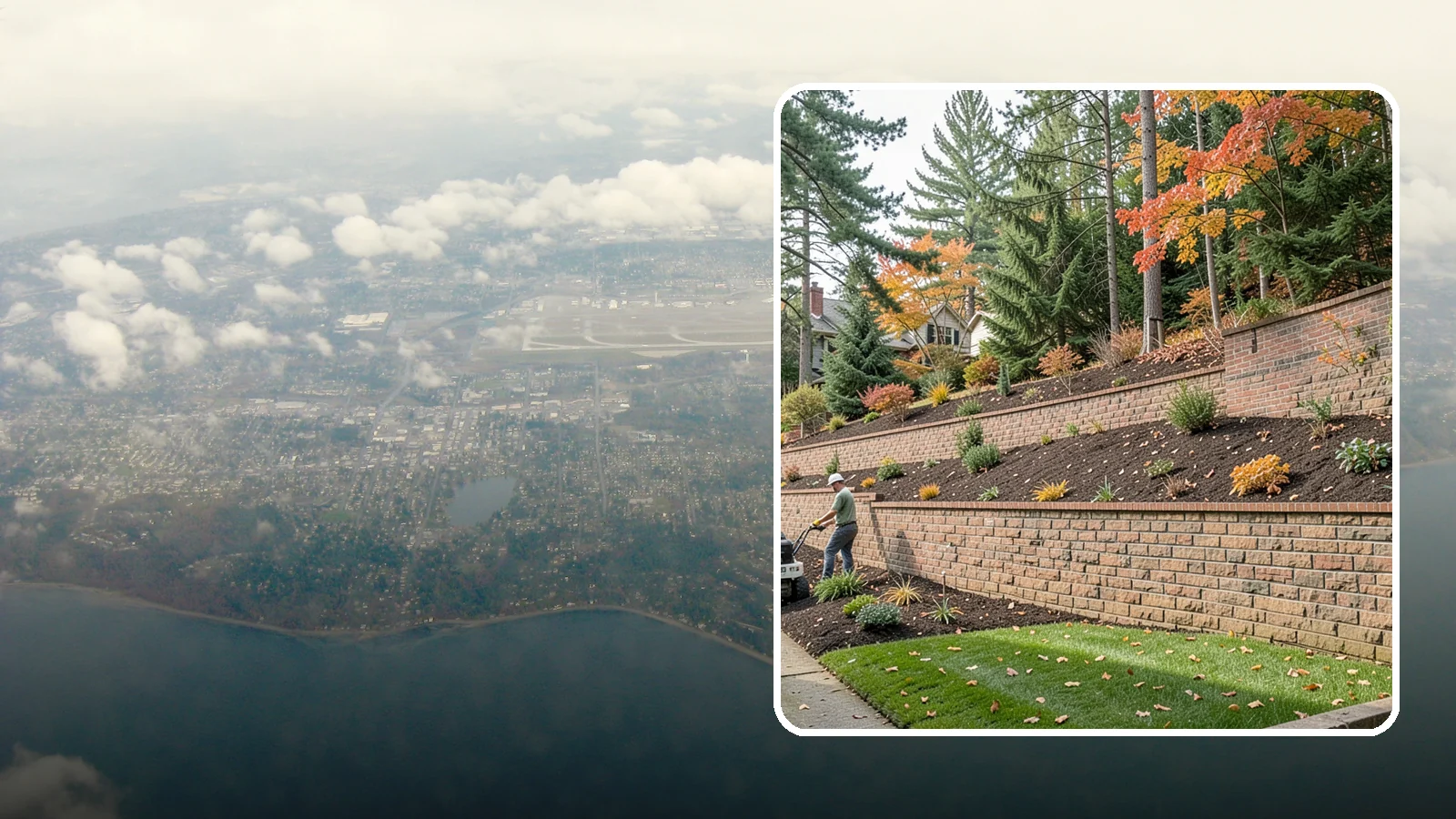 Brick Retaining Wall in Burien, King County, WA - A classic mortared brick wall that brings refined, traditional curb appeal to Northwest homes while retaining modest slopes.