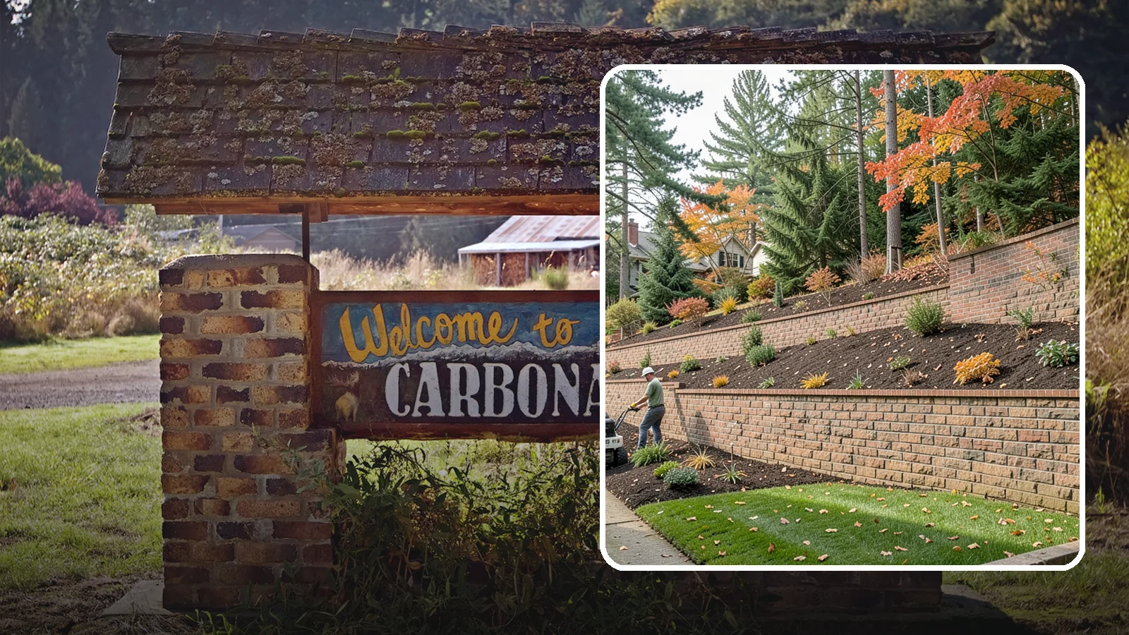 Brick Retaining Wall in Carbonado, Pierce County, WA - A classic mortared brick wall that brings refined, traditional curb appeal to Northwest homes while retaining modest slopes.