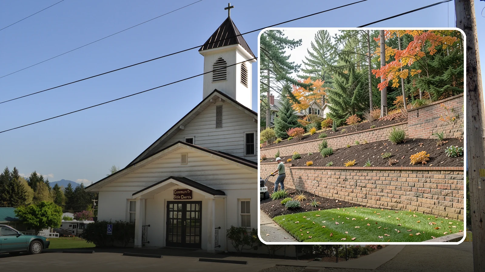 Brick Retaining Wall in Concrete, Skagit County, WA - A classic mortared brick wall that brings refined, traditional curb appeal to Northwest homes while retaining modest slopes.