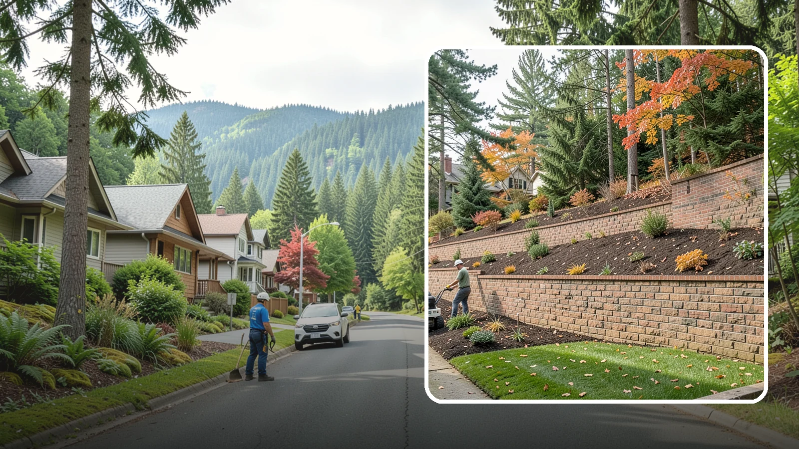 Brick Retaining Wall in Darrington, Snohomish County, WA - A classic mortared brick wall that brings refined, traditional curb appeal to Northwest homes while retaining modest slopes.