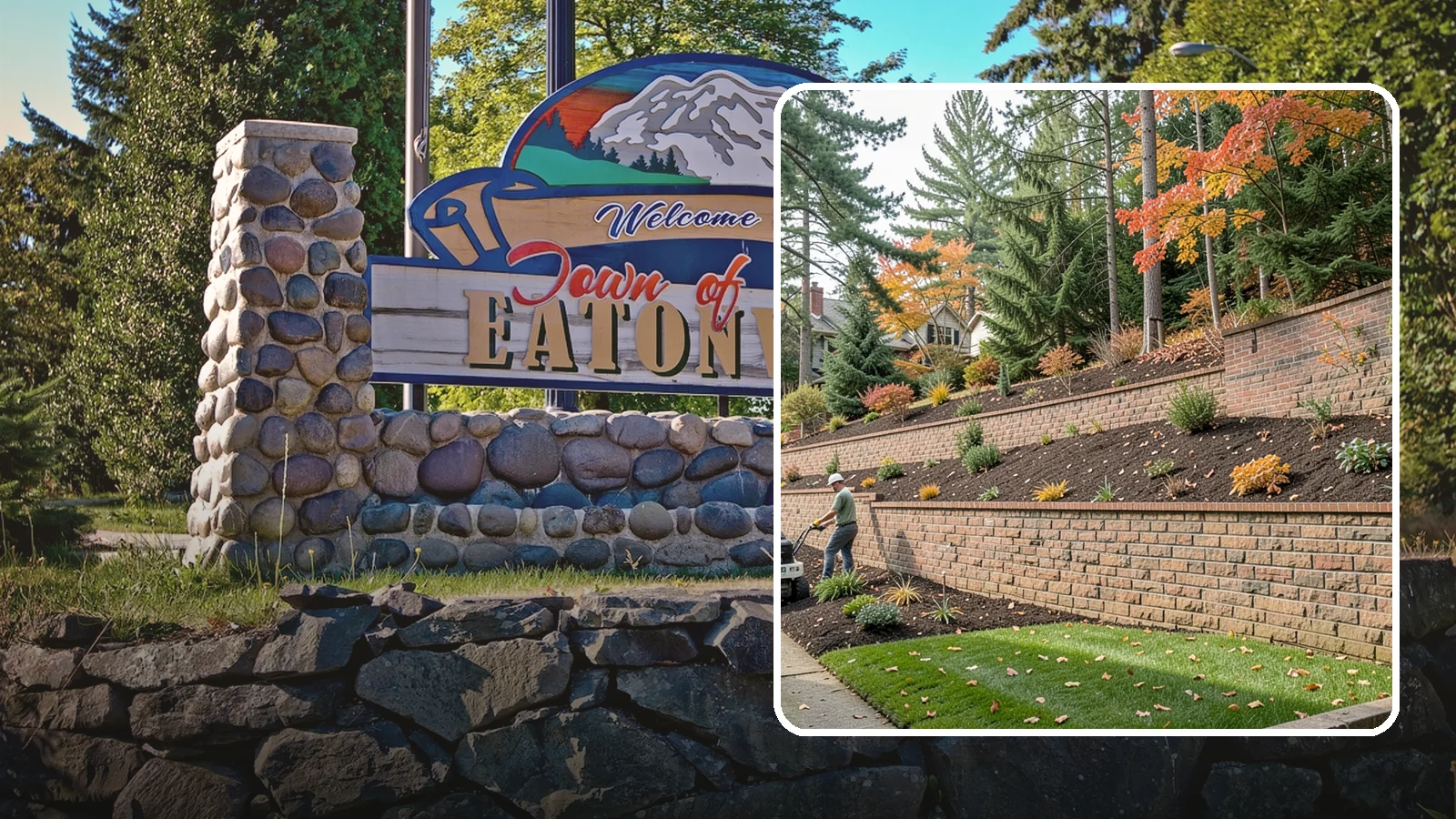 Brick Retaining Wall in Eatonville, Pierce County, WA - A classic mortared brick wall that brings refined, traditional curb appeal to Northwest homes while retaining modest slopes.