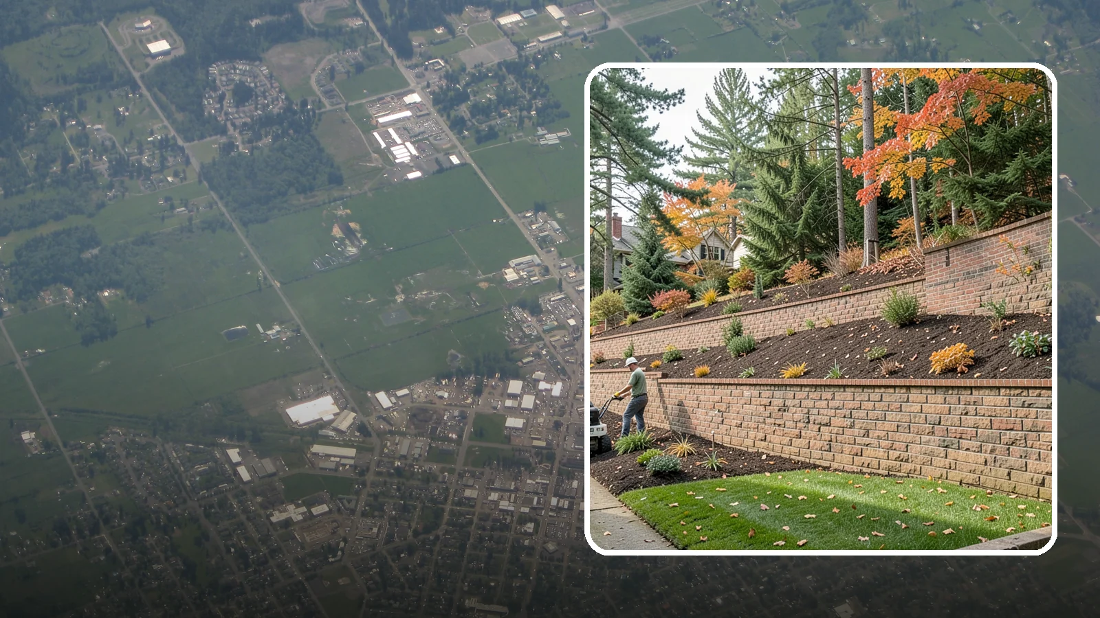Brick Retaining Wall in Enumclaw, King County, WA - A classic mortared brick wall that brings refined, traditional curb appeal to Northwest homes while retaining modest slopes.