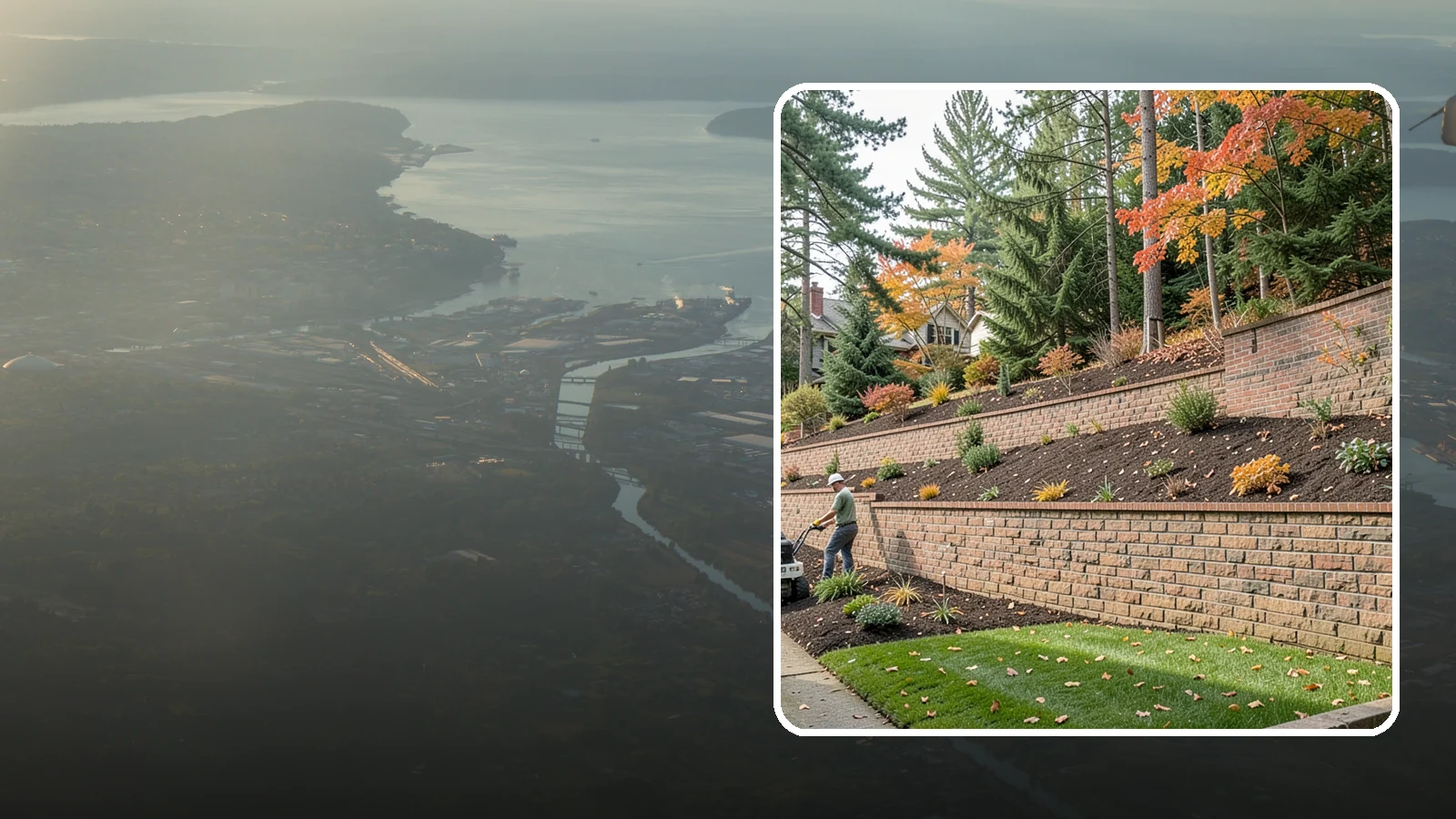 Brick Retaining Wall in Fife, Pierce County, WA - A classic mortared brick wall that brings refined, traditional curb appeal to Northwest homes while retaining modest slopes.