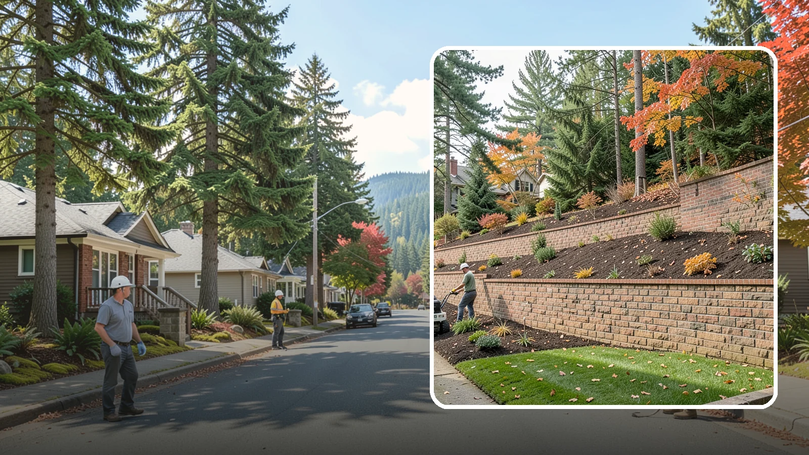 Brick Retaining Wall in Hunts Point, King County, WA - A classic mortared brick wall that brings refined, traditional curb appeal to Northwest homes while retaining modest slopes.