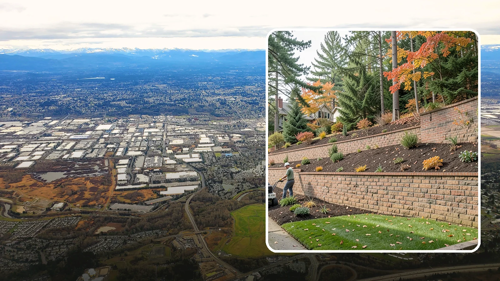Brick Retaining Wall in Kent, King County, WA - A classic mortared brick wall that brings refined, traditional curb appeal to Northwest homes while retaining modest slopes.