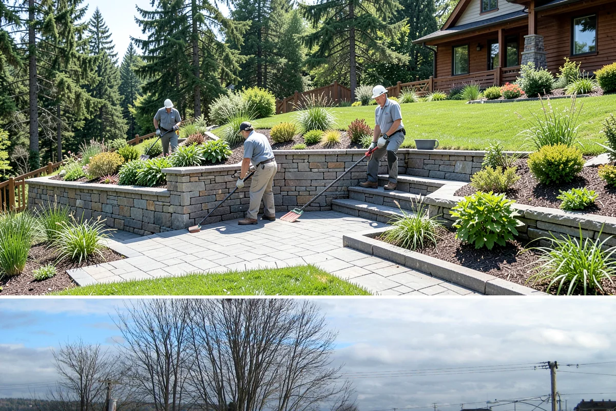 Brick Retaining Wall in Langley, Island County, WA - Best built in the drier spring and summer months so mortar cures reliably before the heavy Western Washington rains return.