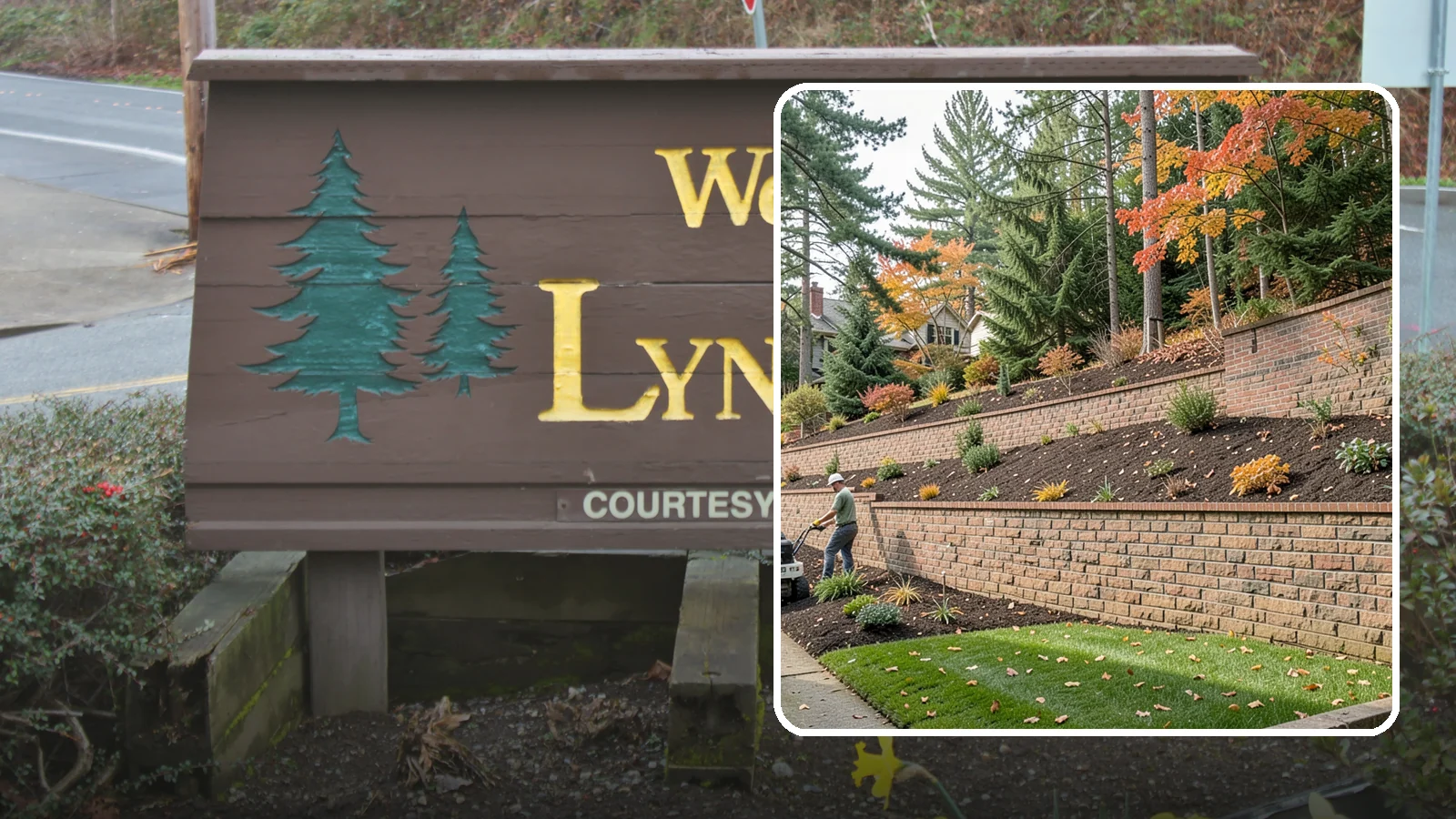 Brick Retaining Wall in Lynnwood, Snohomish County, WA - A classic mortared brick wall that brings refined, traditional curb appeal to Northwest homes while retaining modest slopes.
