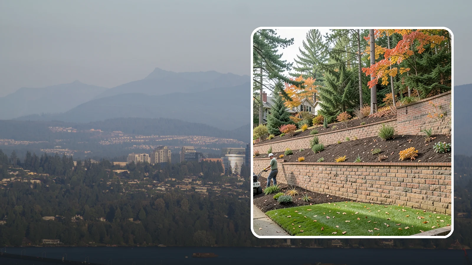 Brick Retaining Wall in Medina, King County, WA - A classic mortared brick wall that brings refined, traditional curb appeal to Northwest homes while retaining modest slopes.