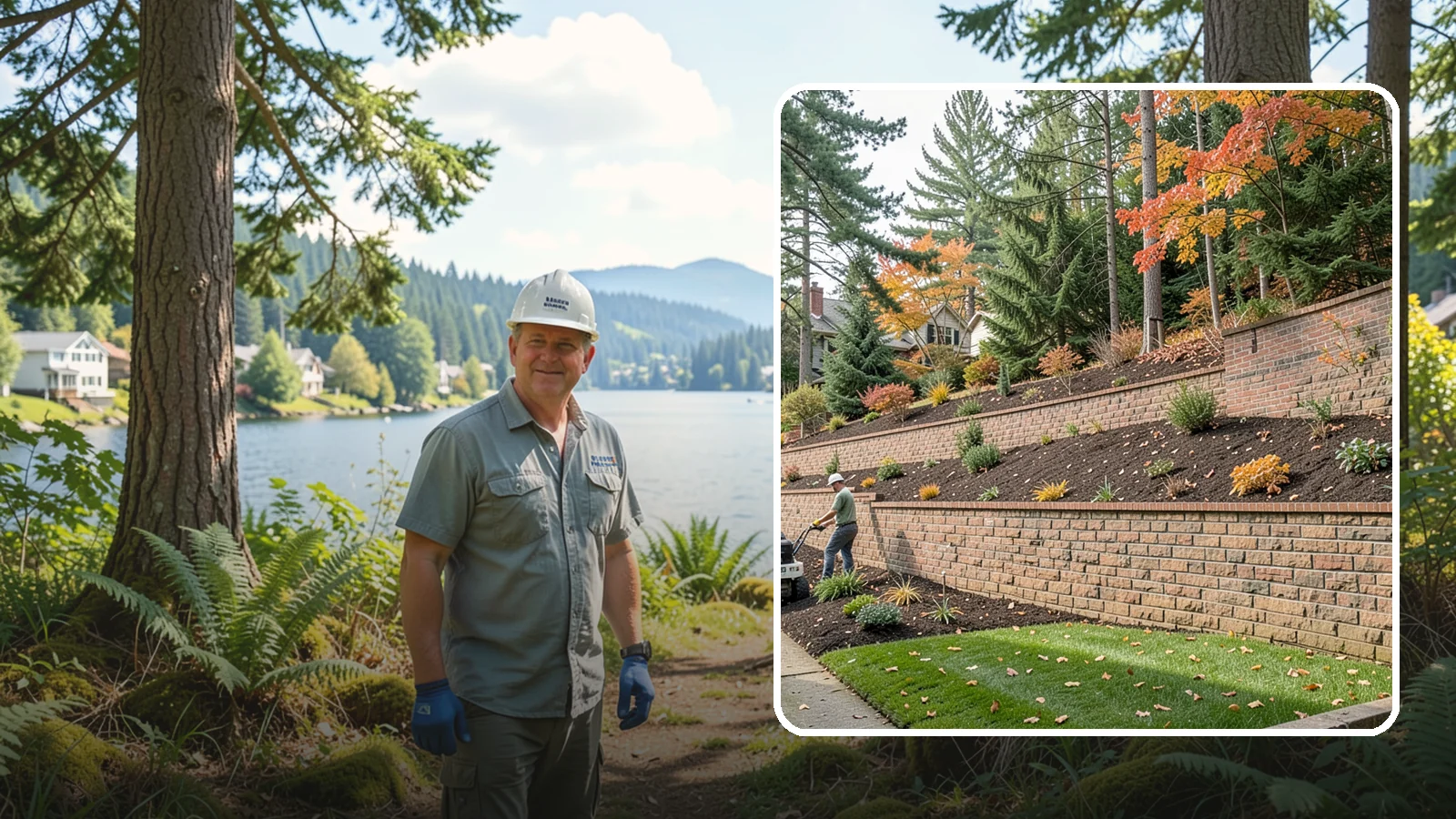 Brick Retaining Wall in Milton, King County, WA - A classic mortared brick wall that brings refined, traditional curb appeal to Northwest homes while retaining modest slopes.
