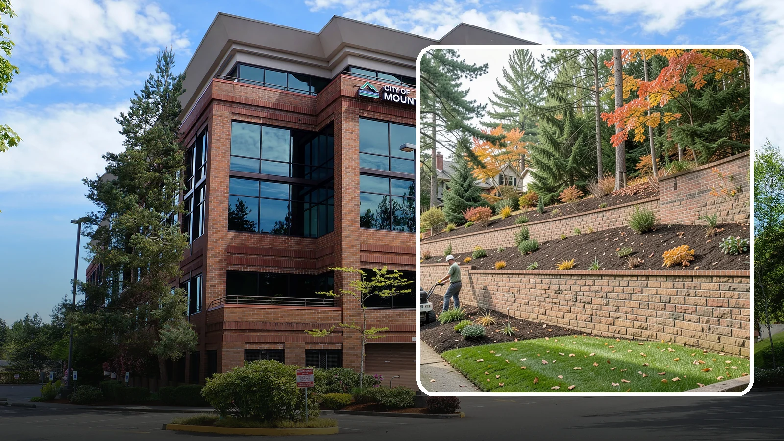 Brick Retaining Wall in Mountlake Terrace, Snohomish County, WA - A classic mortared brick wall that brings refined, traditional curb appeal to Northwest homes while retaining modest slopes.
