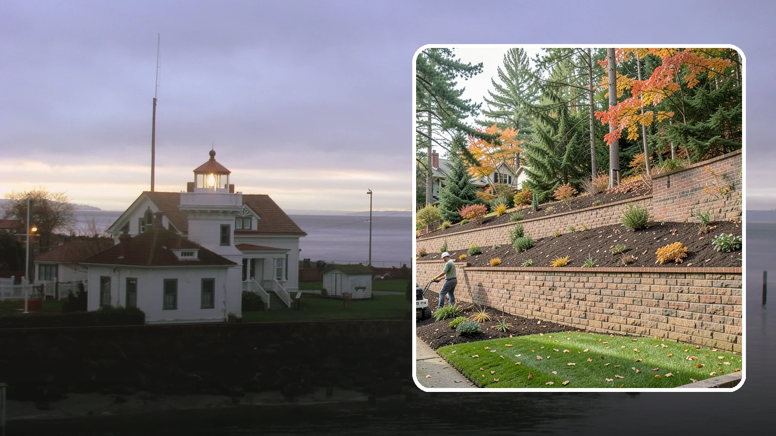 Brick Retaining Wall in Mukilteo, Snohomish County, WA - A classic mortared brick wall that brings refined, traditional curb appeal to Northwest homes while retaining modest slopes.