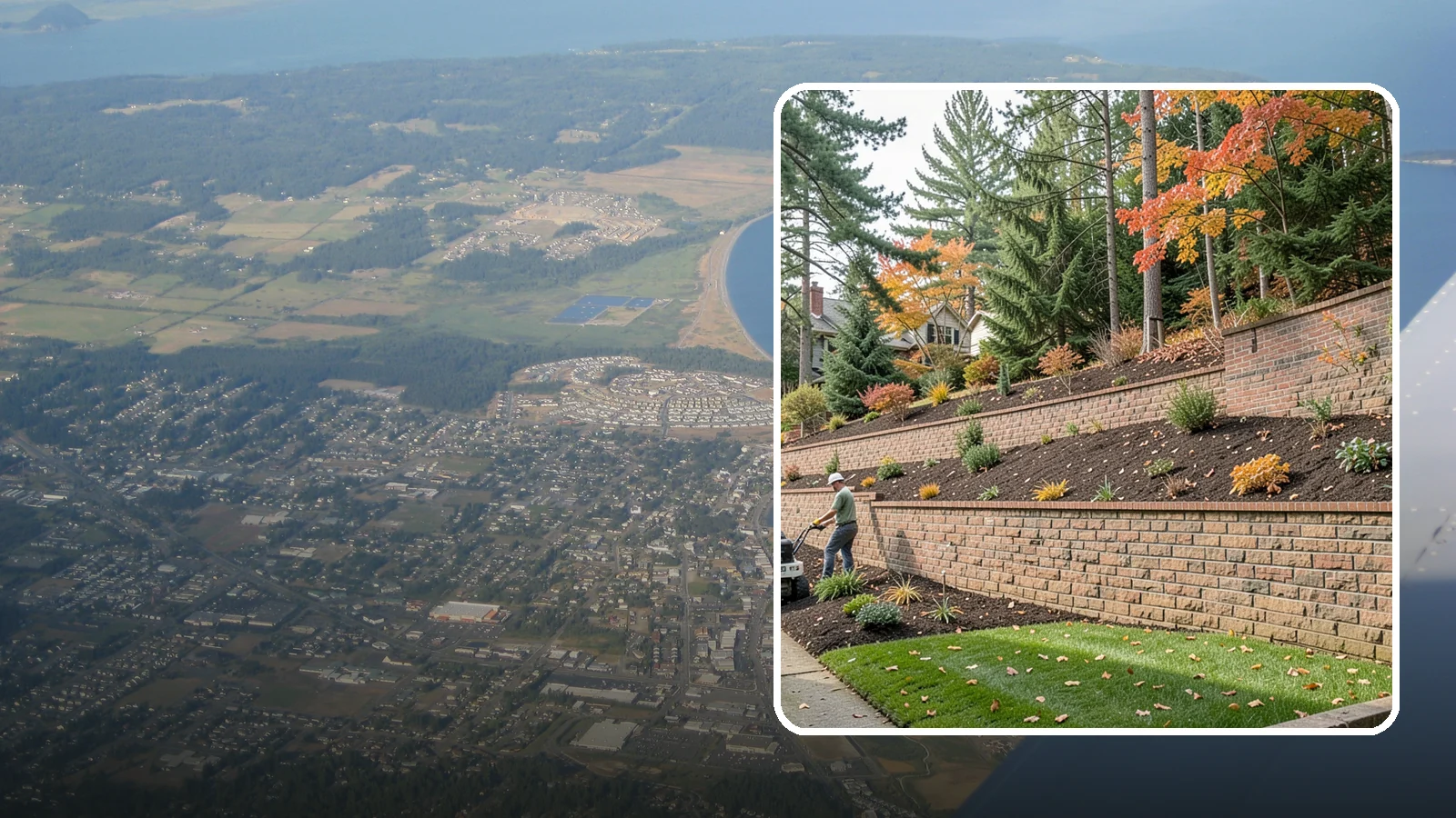 Brick Retaining Wall in Oak Harbor, Island County, WA - A classic mortared brick wall that brings refined, traditional curb appeal to Northwest homes while retaining modest slopes.