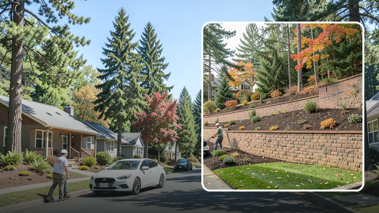 Brick Retaining Wall in Orting, Pierce County, WA - A classic mortared brick wall that brings refined, traditional curb appeal to Northwest homes while retaining modest slopes.