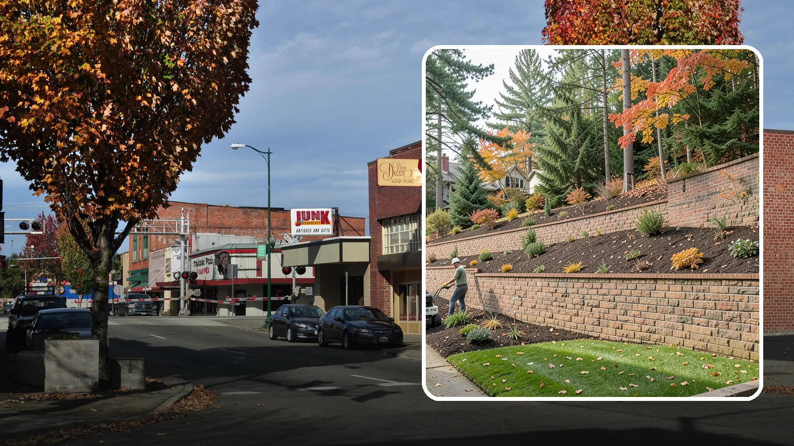 Brick Retaining Wall in Puyallup, Pierce County, WA - A classic mortared brick wall that brings refined, traditional curb appeal to Northwest homes while retaining modest slopes.