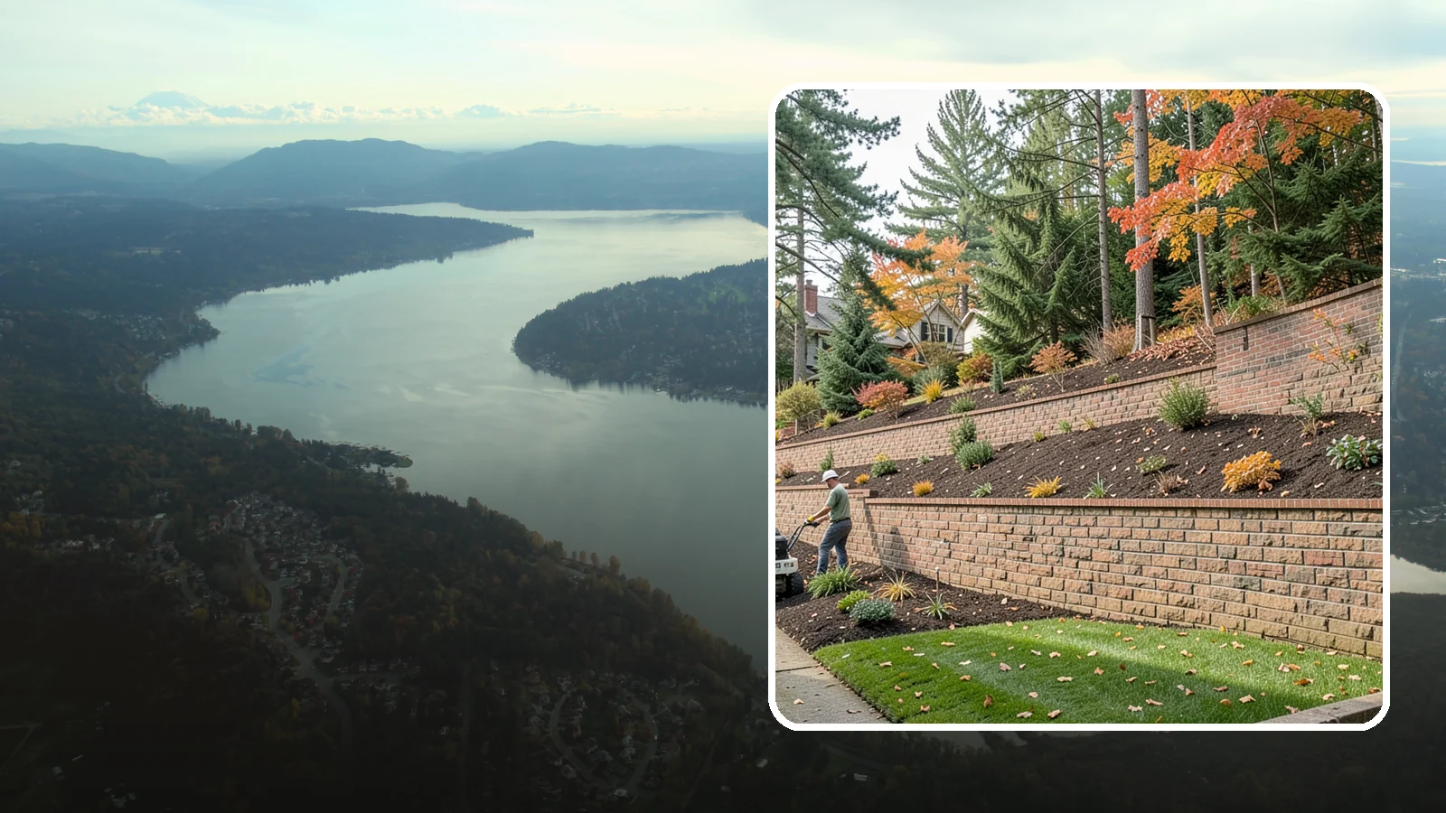 Brick Retaining Wall in Sammamish, King County, WA - A classic mortared brick wall that brings refined, traditional curb appeal to Northwest homes while retaining modest slopes.