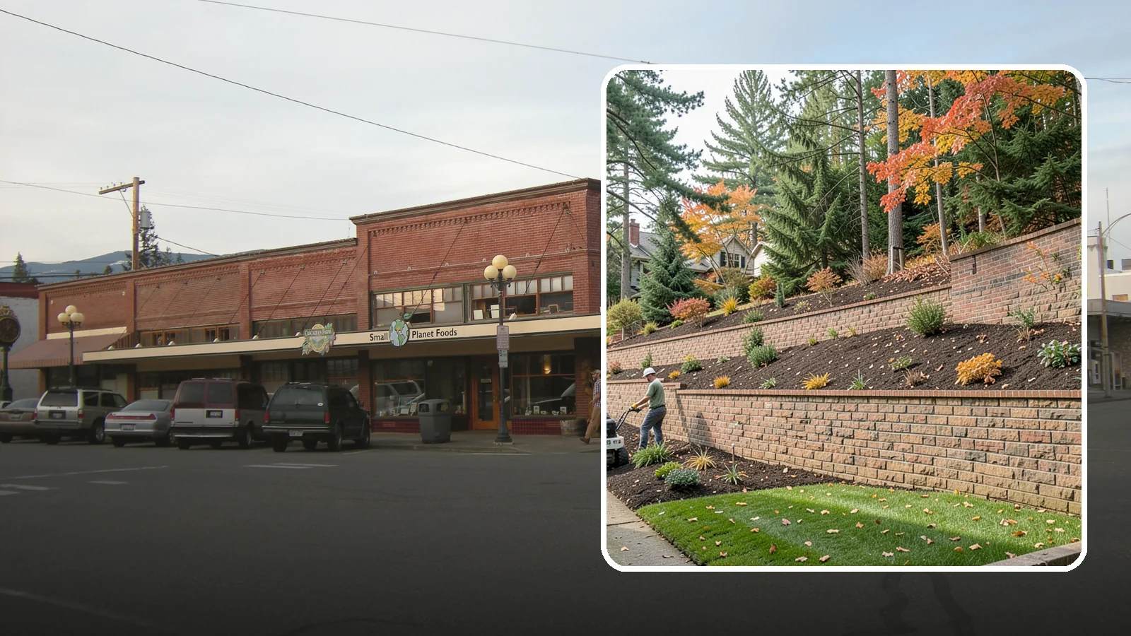 Brick Retaining Wall in Sedro-Woolley, Skagit County, WA - A classic mortared brick wall that brings refined, traditional curb appeal to Northwest homes while retaining modest slopes.