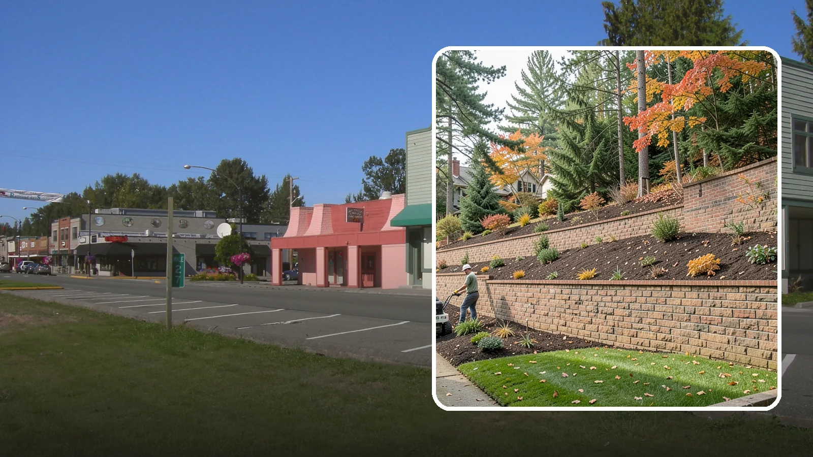 Brick Retaining Wall in Snoqualmie, King County, WA - A classic mortared brick wall that brings refined, traditional curb appeal to Northwest homes while retaining modest slopes.