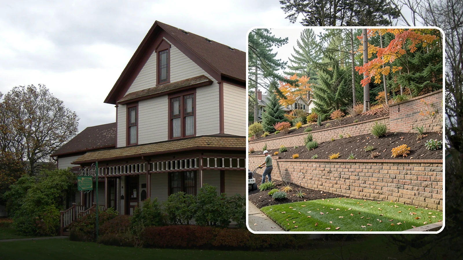 Brick Retaining Wall in Sumner, Pierce County, WA - A classic mortared brick wall that brings refined, traditional curb appeal to Northwest homes while retaining modest slopes.
