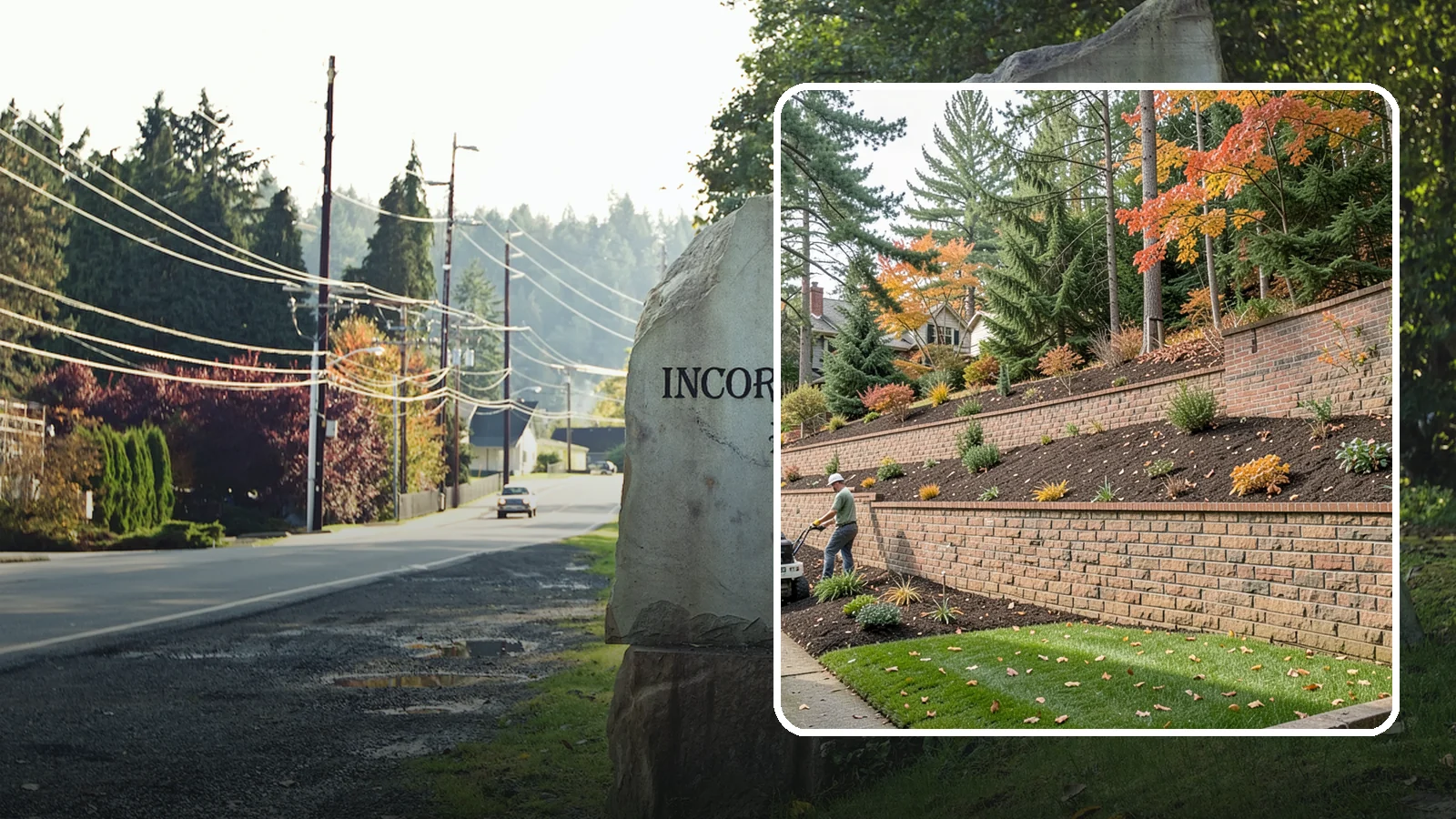 Brick Retaining Wall in Wilkeson, Pierce County, WA - A classic mortared brick wall that brings refined, traditional curb appeal to Northwest homes while retaining modest slopes.