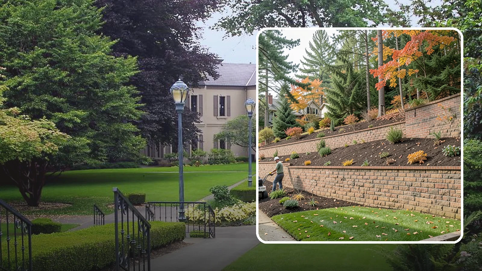 Brick Retaining Wall in Woodinville, King County, WA - A classic mortared brick wall that brings refined, traditional curb appeal to Northwest homes while retaining modest slopes.