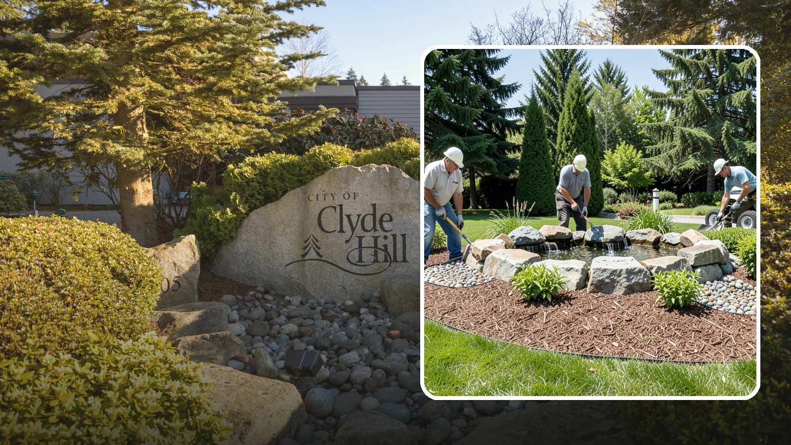 Bubbling Rock Installation in Clyde Hill, King County, WA - We install self-contained bubbling rock features that add the soothing sound of water without the upkeep of a pond.