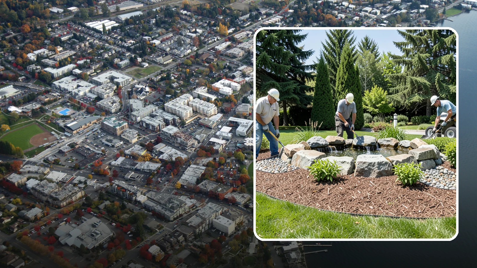 Bubbling Rock Installation in Kirkland, King County, WA - We install self-contained bubbling rock features that add the soothing sound of water without the upkeep of a pond.