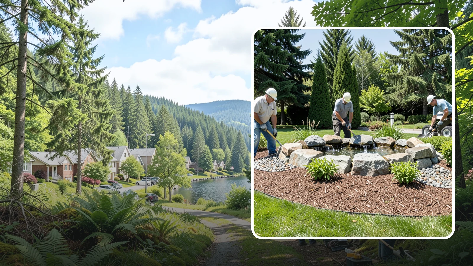Bubbling Rock Installation in Lake Forest Park, King County, WA - We install self-contained bubbling rock features that add the soothing sound of water without the upkeep of a pond.