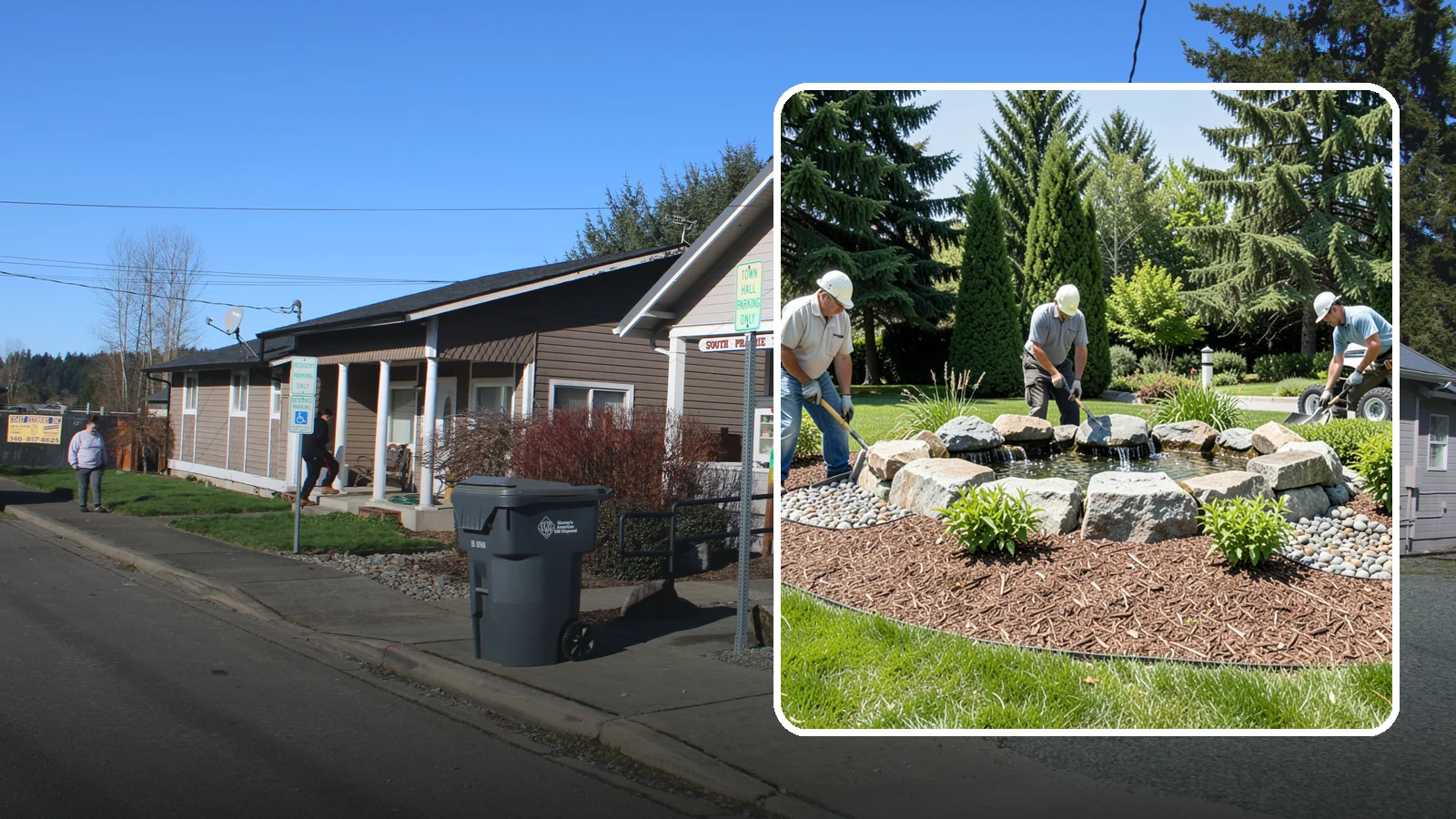 Bubbling Rock Installation in South Prairie, Pierce County, WA - We install self-contained bubbling rock features that add the soothing sound of water without the upkeep of a pond.
