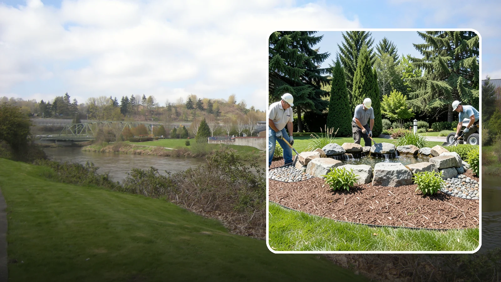 Bubbling Rock Installation in Tukwila, King County, WA - We install self-contained bubbling rock features that add the soothing sound of water without the upkeep of a pond.