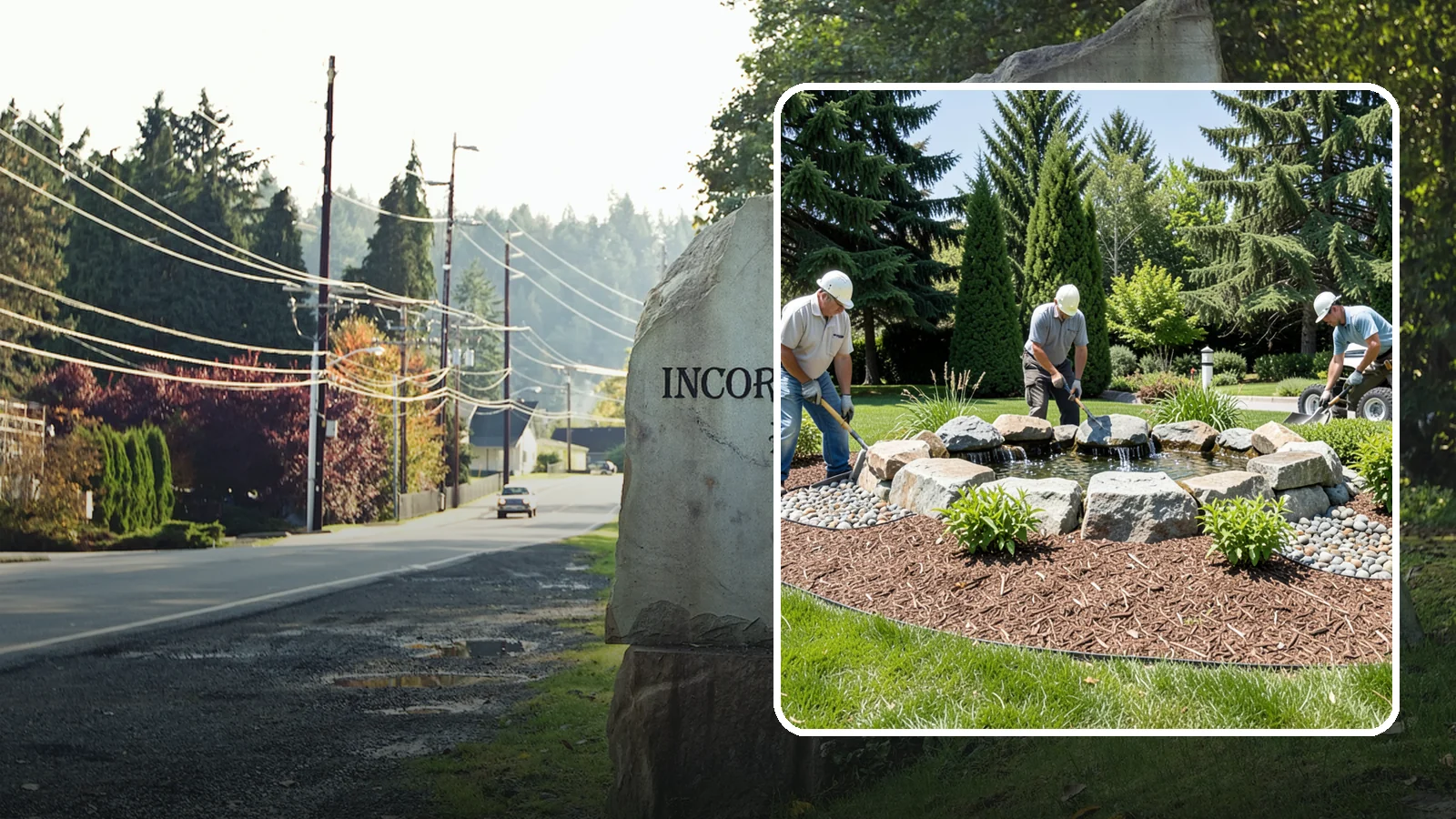 Bubbling Rock Installation in Wilkeson, Pierce County, WA - We install self-contained bubbling rock features that add the soothing sound of water without the upkeep of a pond.
